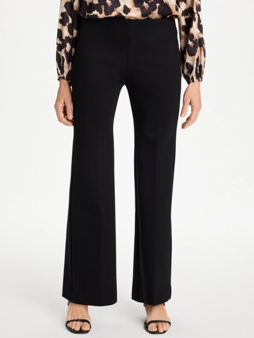 NWT Chico's Juliet Slim Trim Ponte Wide Leg Pull-On Black Pants Sz 00R/2R/S